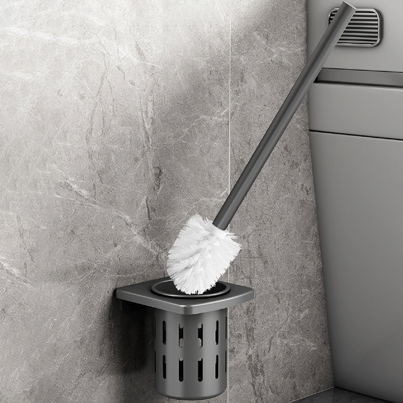 Modern Grey Bath Hardware Set Bath Shelf Towel Bar Bathroom Accessory Kit Toilet Brush Clearhalo 'Bathroom Hardware Sets' 'Bathroom Hardware' 'Bathroom Remodel & Bathroom Fixtures' 'bathroom_hardware_sets' 'Home Improvement' 'home_improvement' 'home_improvement_bathroom_hardware_sets' 7238471