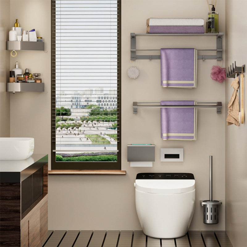 Modern Grey Bath Hardware Set Bath Shelf Towel Bar Bathroom Accessory Kit Clearhalo 'Bathroom Hardware Sets' 'Bathroom Hardware' 'Bathroom Remodel & Bathroom Fixtures' 'bathroom_hardware_sets' 'Home Improvement' 'home_improvement' 'home_improvement_bathroom_hardware_sets' 7238472