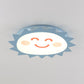 Cartoon Smiling Sun Flush Mount Light Acrylic Eye-Caring LED Ceiling Light for Kindergarten Blue Clearhalo 'Ceiling Lights' 'Close To Ceiling Lights' 'Close to ceiling' 'Flush mount' Lighting' 72385