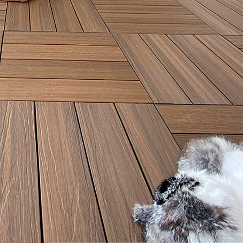 Engineered Flooring Planks Water Resistant Click-Locking for Patio Garden 12" x 12" Teak Clearhalo 'Flooring 'Hardwood Flooring' 'hardwood_flooring' 'Home Improvement' 'home_improvement' 'home_improvement_hardwood_flooring' Walls and Ceiling' 7239364