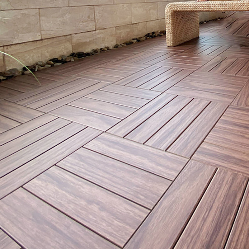 Engineered Flooring Planks Water Resistant Click-Locking for Patio Garden 12" x 12" Dark Wood Clearhalo 'Flooring 'Hardwood Flooring' 'hardwood_flooring' 'Home Improvement' 'home_improvement' 'home_improvement_hardwood_flooring' Walls and Ceiling' 7239367