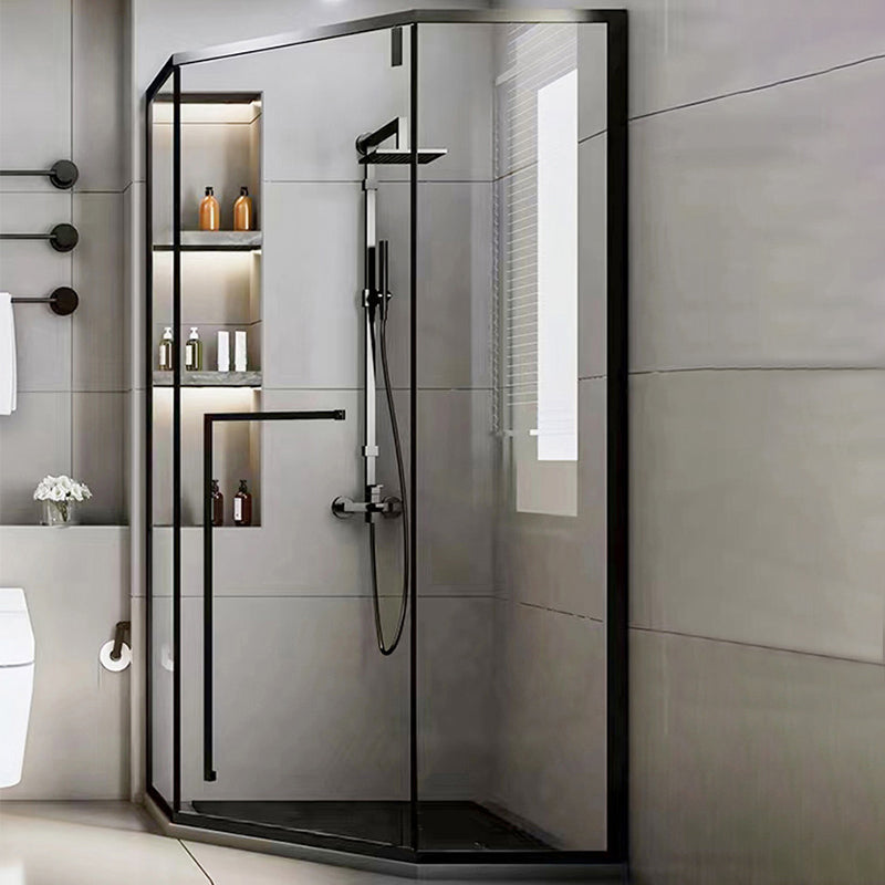 Tempered Framed Shower Bath Door Clear Scratch Resistant Shower Doors Black Right Clearhalo 'Bathroom Remodel & Bathroom Fixtures' 'Home Improvement' 'home_improvement' 'home_improvement_shower_tub_doors' 'Shower and Tub Doors' 'shower_tub_doors' 'Showers & Bathtubs' 7239444