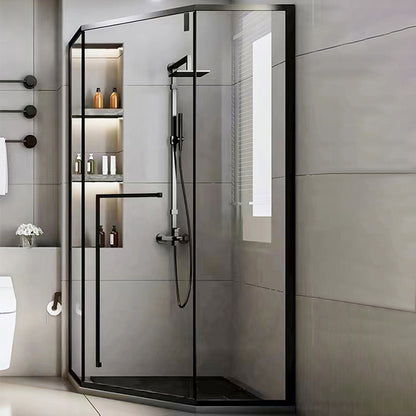 Tempered Framed Shower Bath Door Clear Scratch Resistant Shower Doors Black Right Clearhalo 'Bathroom Remodel & Bathroom Fixtures' 'Home Improvement' 'home_improvement' 'home_improvement_shower_tub_doors' 'Shower and Tub Doors' 'shower_tub_doors' 'Showers & Bathtubs' 7239444