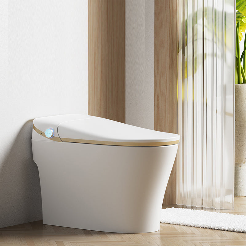 Modern Floor Mount Toilet Heated Seat Included Urine Toilet for Bathroom White/ Gold Manual Lid (Standard) 12" Clearhalo 'Bathroom Remodel & Bathroom Fixtures' 'Home Improvement' 'home_improvement' 'home_improvement_toilets' 'Toilets & Bidets' 'Toilets' 7239673