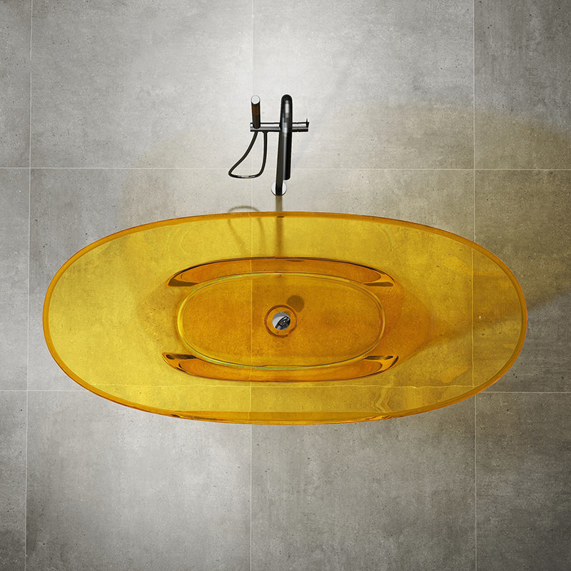 Antique Finish Soaking Bathtub Stand Alone Modern Oval Bath Tub Orange 51"L x 27"W x 22"H Clearhalo 'Bathroom Remodel & Bathroom Fixtures' 'Bathtubs' 'Home Improvement' 'home_improvement' 'home_improvement_bathtubs' 'Showers & Bathtubs' 7239691