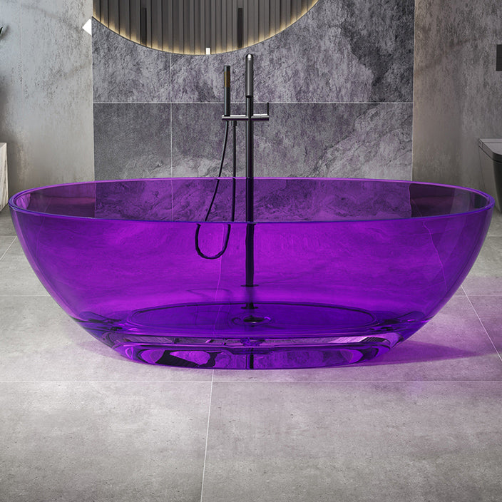 Antique Finish Soaking Bathtub Stand Alone Modern Oval Bath Tub Purple Clearhalo 'Bathroom Remodel & Bathroom Fixtures' 'Bathtubs' 'Home Improvement' 'home_improvement' 'home_improvement_bathtubs' 'Showers & Bathtubs' 7239697