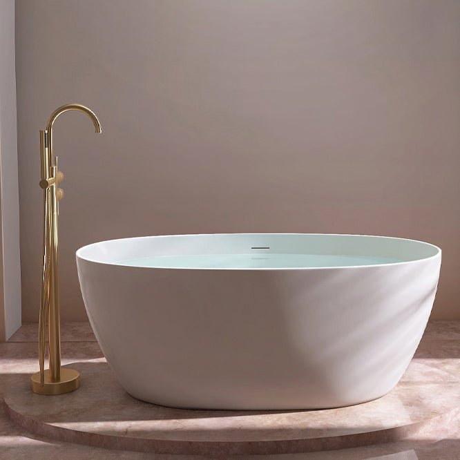 Antique Finish Soaking Bathtub Oval Modern Stand Alone Bath Tub Gold Tub with Freestanding Tub Fillers Clearhalo 'Bathroom Remodel & Bathroom Fixtures' 'Bathtubs' 'Home Improvement' 'home_improvement' 'home_improvement_bathtubs' 'Showers & Bathtubs' 7239711