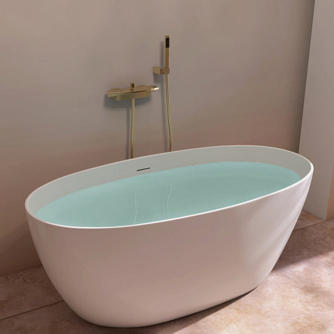 Antique Finish Soaking Bathtub Oval Modern Stand Alone Bath Tub Gold Tub with Wall Mounted Faucets Clearhalo 'Bathroom Remodel & Bathroom Fixtures' 'Bathtubs' 'Home Improvement' 'home_improvement' 'home_improvement_bathtubs' 'Showers & Bathtubs' 7239713
