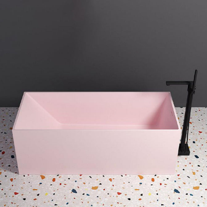 Stand Alone Rectangular Bath Modern Acrylic Soaking Back to Wall Bathtub Pink Clearhalo 'Bathroom Remodel & Bathroom Fixtures' 'Bathtubs' 'Home Improvement' 'home_improvement' 'home_improvement_bathtubs' 'Showers & Bathtubs' 7239793