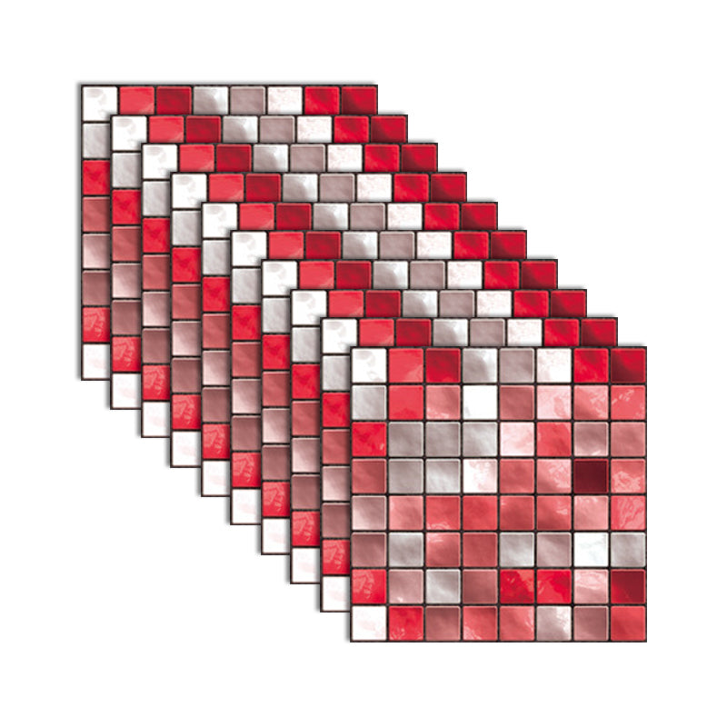 Square Peel and Stick Tiles Grid Mosaic Tile Indoor Wallpaper Red 10-Piece Set Clearhalo 'Flooring 'Home Improvement' 'home_improvement' 'home_improvement_peel_stick_blacksplash' 'Peel & Stick Backsplash Tile' 'peel_stick_blacksplash' 'Walls & Ceilings' Walls and Ceiling' 7239940