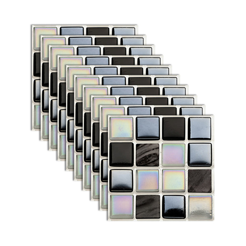 Square Peel and Stick Tiles Grid Mosaic Tile Indoor Wallpaper Pink Black 10-Piece Set Clearhalo 'Flooring 'Home Improvement' 'home_improvement' 'home_improvement_peel_stick_blacksplash' 'Peel & Stick Backsplash Tile' 'peel_stick_blacksplash' 'Walls & Ceilings' Walls and Ceiling' 7239963