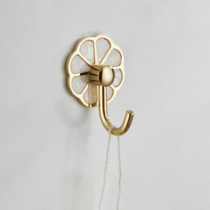 Gold Modern Bathroom Accessory Set, Bath Shelf, Towel Bar, Paper Holder, Robe Hooks Towel Robe Hook Clearhalo 'Bathroom Hardware Sets' 'Bathroom Hardware' 'Bathroom Remodel & Bathroom Fixtures' 'bathroom_hardware_sets' 'Home Improvement' 'home_improvement' 'home_improvement_bathroom_hardware_sets' 7240453