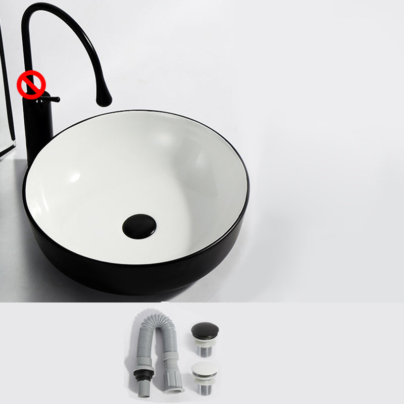 Modern Bathroom Sink Pop-Up Drain Rectangular Trough Sink without Faucet 17"L x 17"W x 6"H Black White Clearhalo 'Bathroom Remodel & Bathroom Fixtures' 'Bathroom Sinks & Faucet Components' 'Bathroom Sinks' 'bathroom_sink' 'Home Improvement' 'home_improvement' 'home_improvement_bathroom_sink' 7241916