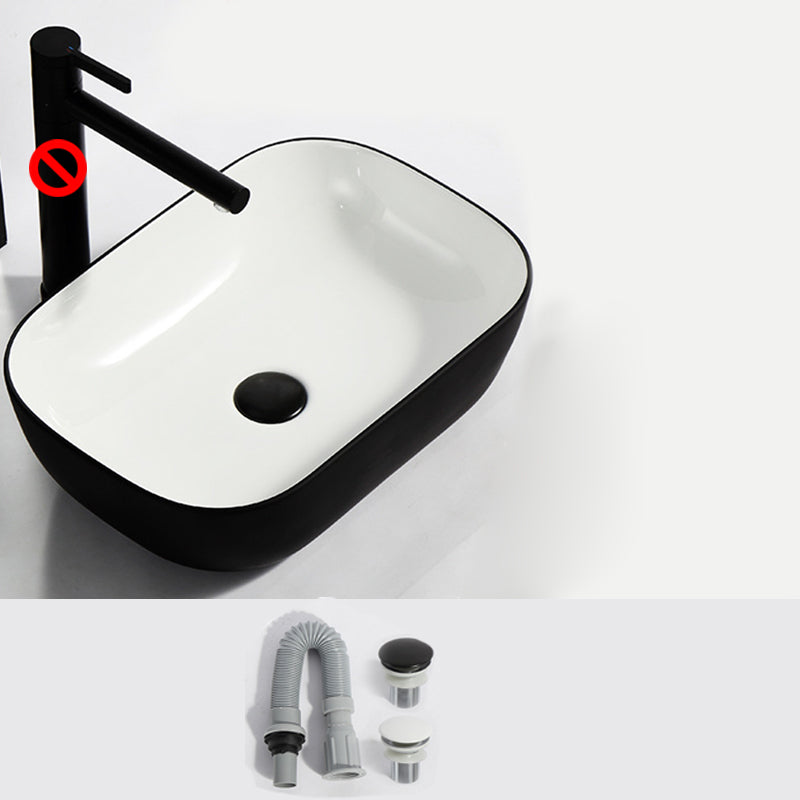 Modern Bathroom Sink Pop-Up Drain Rectangular Trough Sink without Faucet 18.1"L x 13"W x 5.5"H Black/ White Clearhalo 'Bathroom Remodel & Bathroom Fixtures' 'Bathroom Sinks & Faucet Components' 'Bathroom Sinks' 'bathroom_sink' 'Home Improvement' 'home_improvement' 'home_improvement_bathroom_sink' 7241918