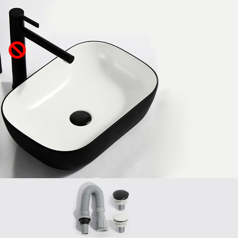 Modern Bathroom Sink Pop-Up Drain Rectangular Trough Sink without Faucet 18.1"L x 13"W x 5.5"H Black White Clearhalo 'Bathroom Remodel & Bathroom Fixtures' 'Bathroom Sinks & Faucet Components' 'Bathroom Sinks' 'bathroom_sink' 'Home Improvement' 'home_improvement' 'home_improvement_bathroom_sink' 7241918