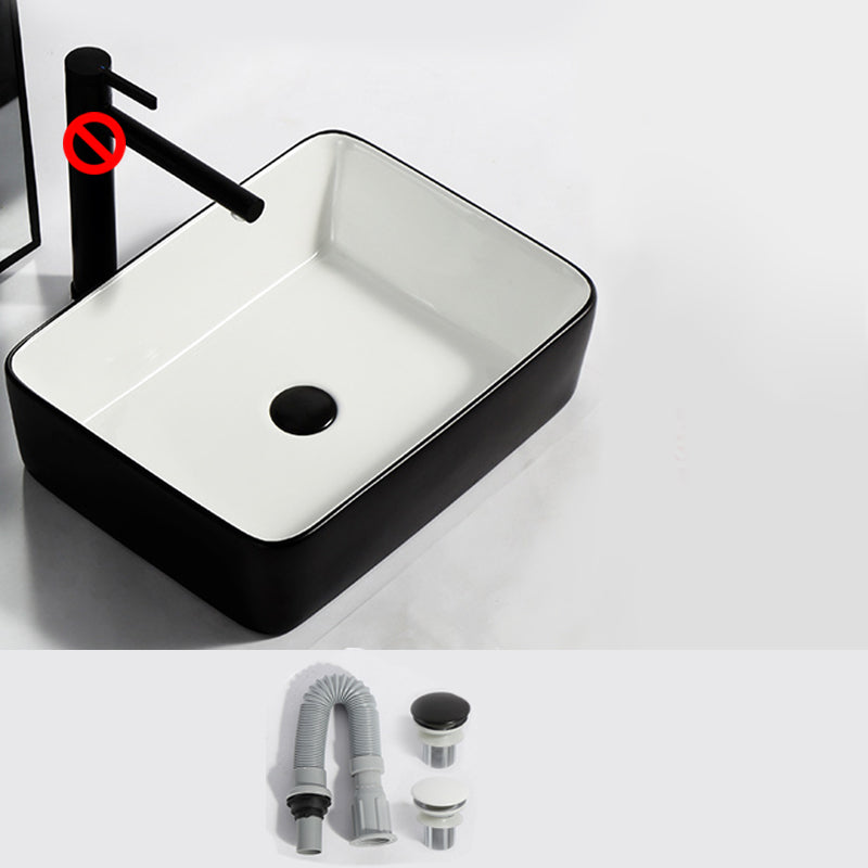 Modern Bathroom Sink Pop-Up Drain Rectangular Trough Sink without Faucet 19"L x 15"W x 5"H Black/ White Clearhalo 'Bathroom Remodel & Bathroom Fixtures' 'Bathroom Sinks & Faucet Components' 'Bathroom Sinks' 'bathroom_sink' 'Home Improvement' 'home_improvement' 'home_improvement_bathroom_sink' 7241920