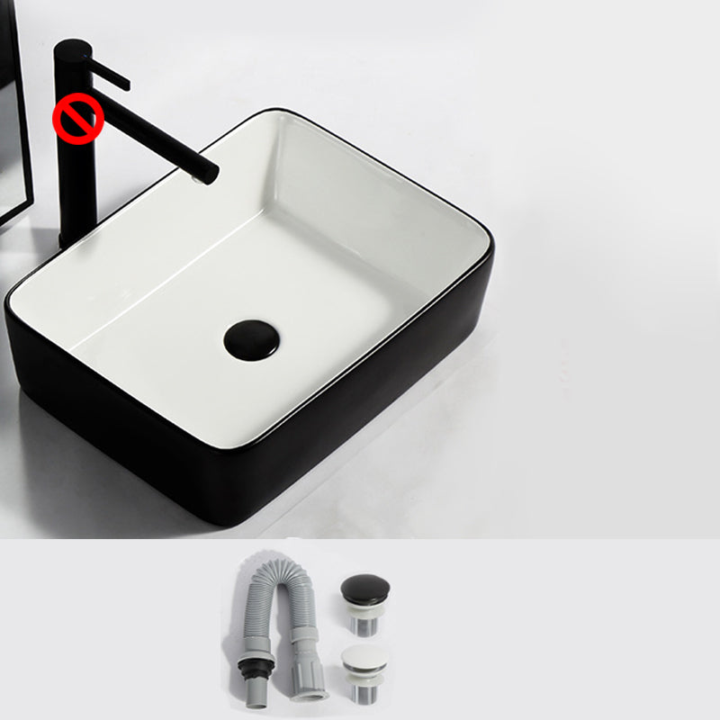 Modern Bathroom Sink Pop-Up Drain Rectangular Trough Sink without Faucet 19"L x 15"W x 5"H Black White Clearhalo 'Bathroom Remodel & Bathroom Fixtures' 'Bathroom Sinks & Faucet Components' 'Bathroom Sinks' 'bathroom_sink' 'Home Improvement' 'home_improvement' 'home_improvement_bathroom_sink' 7241920