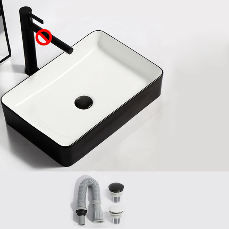 Modern Bathroom Sink Pop-Up Drain Rectangular Trough Sink without Faucet 20"L x 13"W x 4"H Black White Clearhalo 'Bathroom Remodel & Bathroom Fixtures' 'Bathroom Sinks & Faucet Components' 'Bathroom Sinks' 'bathroom_sink' 'Home Improvement' 'home_improvement' 'home_improvement_bathroom_sink' 7241922