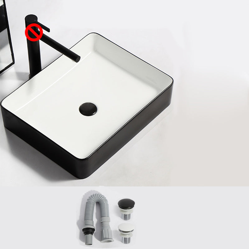 Modern Bathroom Sink Pop-Up Drain Rectangular Trough Sink without Faucet 20"L x 16"W x 4"H Black White Clearhalo 'Bathroom Remodel & Bathroom Fixtures' 'Bathroom Sinks & Faucet Components' 'Bathroom Sinks' 'bathroom_sink' 'Home Improvement' 'home_improvement' 'home_improvement_bathroom_sink' 7241924
