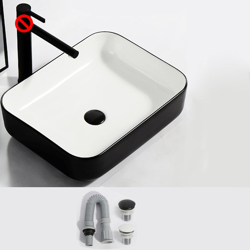Modern Bathroom Sink Pop-Up Drain Rectangular Trough Sink without Faucet 19.7"L x 15.6"W x 5.5"H Black/ White Clearhalo 'Bathroom Remodel & Bathroom Fixtures' 'Bathroom Sinks & Faucet Components' 'Bathroom Sinks' 'bathroom_sink' 'Home Improvement' 'home_improvement' 'home_improvement_bathroom_sink' 7241926