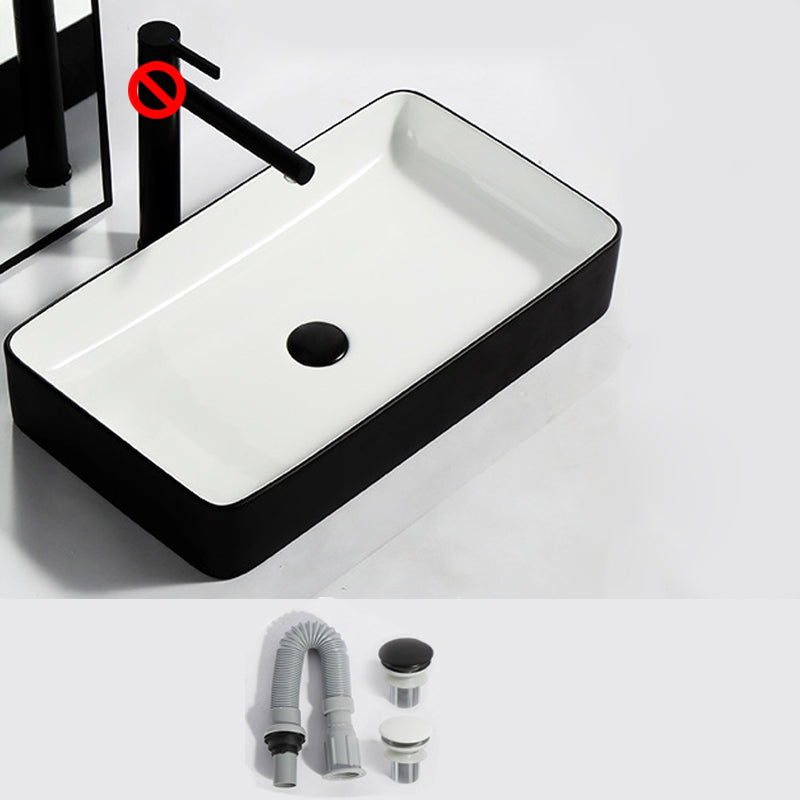 Modern Bathroom Sink Pop-Up Drain Rectangular Trough Sink without Faucet 24"L x 14"W x 4"H Black White Clearhalo 'Bathroom Remodel & Bathroom Fixtures' 'Bathroom Sinks & Faucet Components' 'Bathroom Sinks' 'bathroom_sink' 'Home Improvement' 'home_improvement' 'home_improvement_bathroom_sink' 7241928