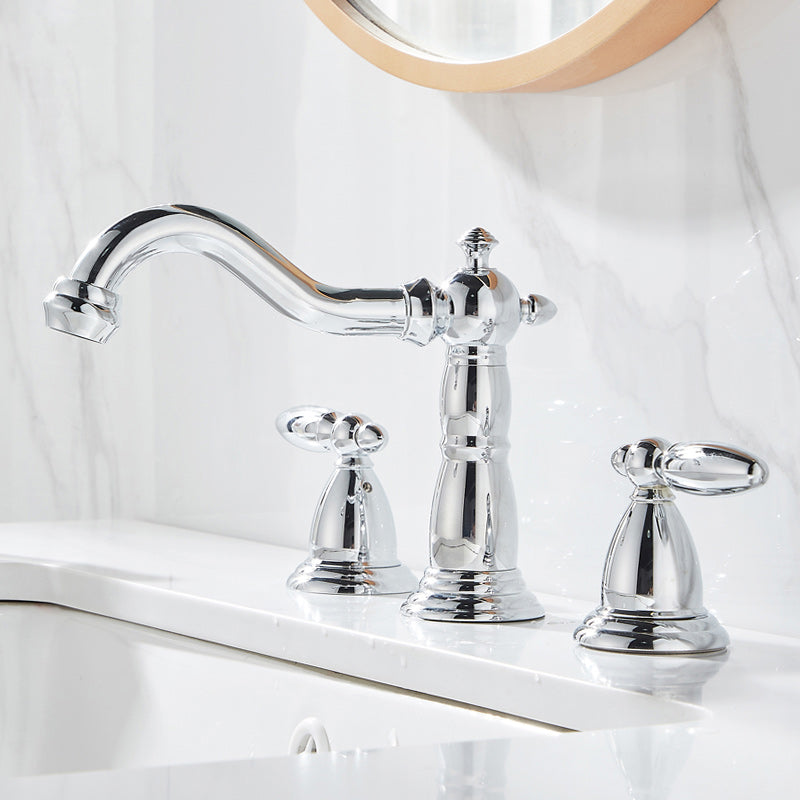 Glam Vessel Faucet 3 Holes Lever Handle Bathroom Vessel Faucet Silver Clearhalo 'Bathroom Remodel & Bathroom Fixtures' 'Bathroom Sink Faucets' 'Bathroom Sinks & Faucet Components' 'bathroom_sink_faucets' 'Home Improvement' 'home_improvement' 'home_improvement_bathroom_sink_faucets' 7241975