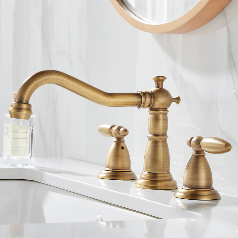 Glam Vessel Faucet 3 Holes Lever Handle Bathroom Vessel Faucet Bronze Clearhalo 'Bathroom Remodel & Bathroom Fixtures' 'Bathroom Sink Faucets' 'Bathroom Sinks & Faucet Components' 'bathroom_sink_faucets' 'Home Improvement' 'home_improvement' 'home_improvement_bathroom_sink_faucets' 7241979
