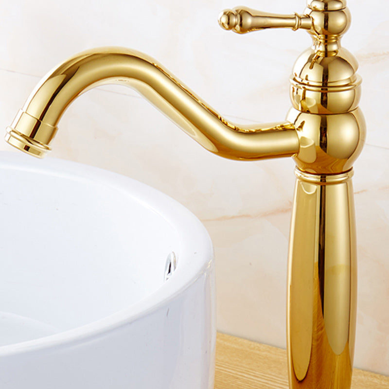 Glam Vessel Faucet Swivel Spout Lever Handle Bathroom Vessel Faucet Clearhalo 'Bathroom Remodel & Bathroom Fixtures' 'Bathroom Sink Faucets' 'Bathroom Sinks & Faucet Components' 'bathroom_sink_faucets' 'Home Improvement' 'home_improvement' 'home_improvement_bathroom_sink_faucets' 7241993