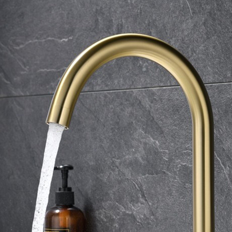 Luxury Lavatory Faucet 3 Holes Knob Handle Gooseneck Vanity Sink Faucet Clearhalo 'Bathroom Remodel & Bathroom Fixtures' 'Bathroom Sink Faucets' 'Bathroom Sinks & Faucet Components' 'bathroom_sink_faucets' 'Home Improvement' 'home_improvement' 'home_improvement_bathroom_sink_faucets' 7242007