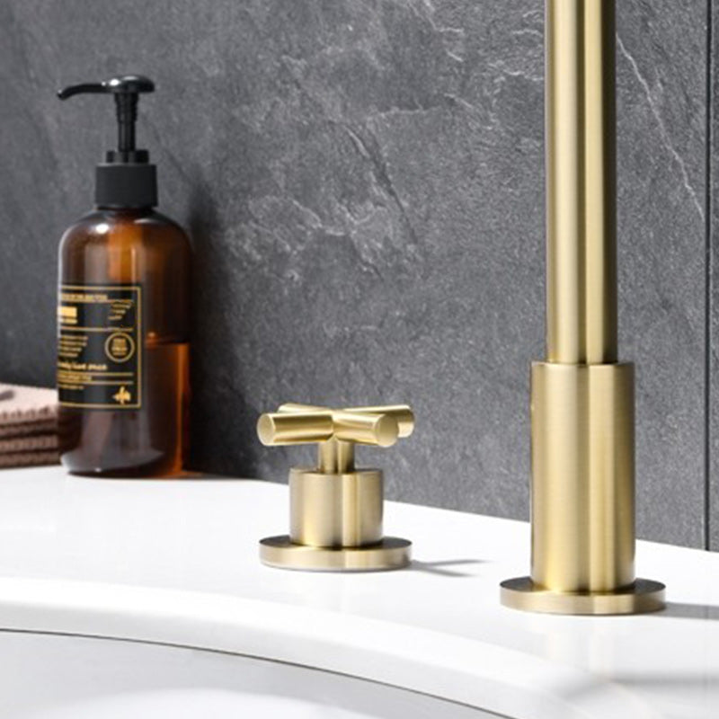 Luxury Lavatory Faucet 3 Holes Knob Handle Gooseneck Vanity Sink Faucet Clearhalo 'Bathroom Remodel & Bathroom Fixtures' 'Bathroom Sink Faucets' 'Bathroom Sinks & Faucet Components' 'bathroom_sink_faucets' 'Home Improvement' 'home_improvement' 'home_improvement_bathroom_sink_faucets' 7242008