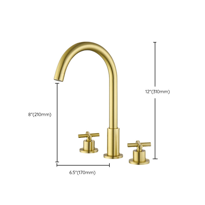 Luxury Lavatory Faucet 3 Holes Knob Handle Gooseneck Vanity Sink Faucet Clearhalo 'Bathroom Remodel & Bathroom Fixtures' 'Bathroom Sink Faucets' 'Bathroom Sinks & Faucet Components' 'bathroom_sink_faucets' 'Home Improvement' 'home_improvement' 'home_improvement_bathroom_sink_faucets' 7242009