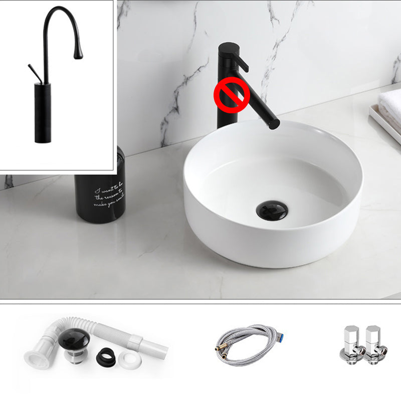 Modern Style Vessel Sink Pure Color Round Ceramic Vessel Sink White Angle Valve with Cold and Hot Faucet Sink with Faucet Clearhalo 'Bathroom Remodel & Bathroom Fixtures' 'Bathroom Sinks & Faucet Components' 'Bathroom Sinks' 'bathroom_sink' 'Home Improvement' 'home_improvement' 'home_improvement_bathroom_sink' 7242046