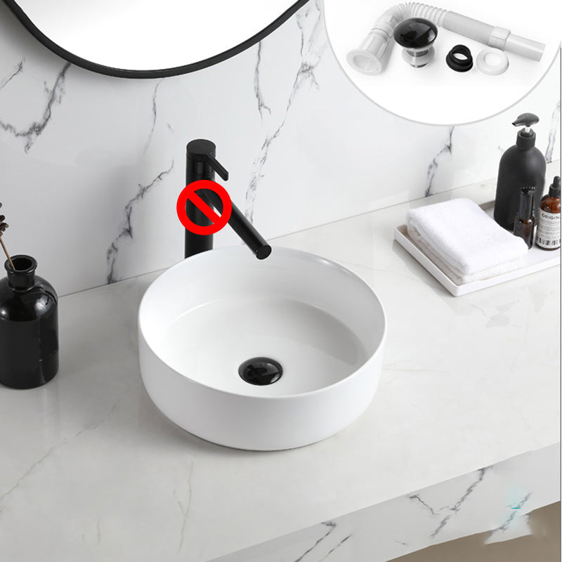 Modern Style Vessel Sink Pure Color Round Ceramic Vessel Sink White Unavailiable Sink Clearhalo 'Bathroom Remodel & Bathroom Fixtures' 'Bathroom Sinks & Faucet Components' 'Bathroom Sinks' 'bathroom_sink' 'Home Improvement' 'home_improvement' 'home_improvement_bathroom_sink' 7242062