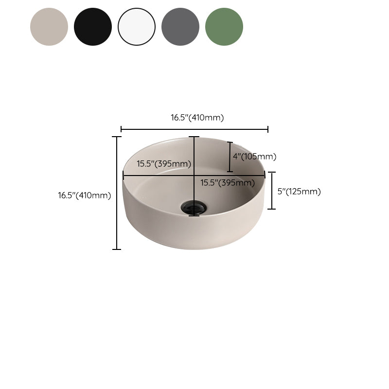 Modern Style Vessel Sink Pure Color Round Ceramic Vessel Sink Clearhalo 'Bathroom Remodel & Bathroom Fixtures' 'Bathroom Sinks & Faucet Components' 'Bathroom Sinks' 'bathroom_sink' 'Home Improvement' 'home_improvement' 'home_improvement_bathroom_sink' 7242065