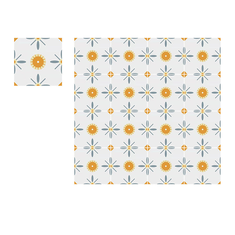 Modern Style Square Floor Tile Moroccan Print Straight Edge Waterproof Floor Tile Orange White Clearhalo 'Floor Tiles & Wall Tiles' 'floor_tiles_wall_tiles' 'Flooring 'Home Improvement' 'home_improvement' 'home_improvement_floor_tiles_wall_tiles' Walls and Ceiling' 7242188