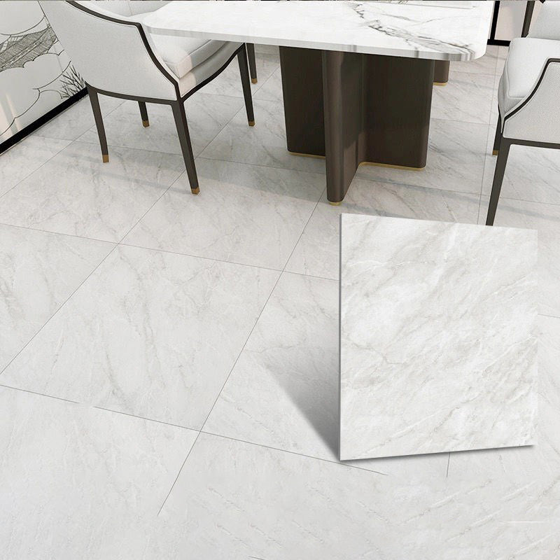 Home Indoor Vinyl Floor Peel and Stick Marble Print Square PVC Flooring Gloss White Clearhalo 'Flooring 'Home Improvement' 'home_improvement' 'home_improvement_vinyl_flooring' 'Vinyl Flooring' 'vinyl_flooring' Walls and Ceiling' 7242281