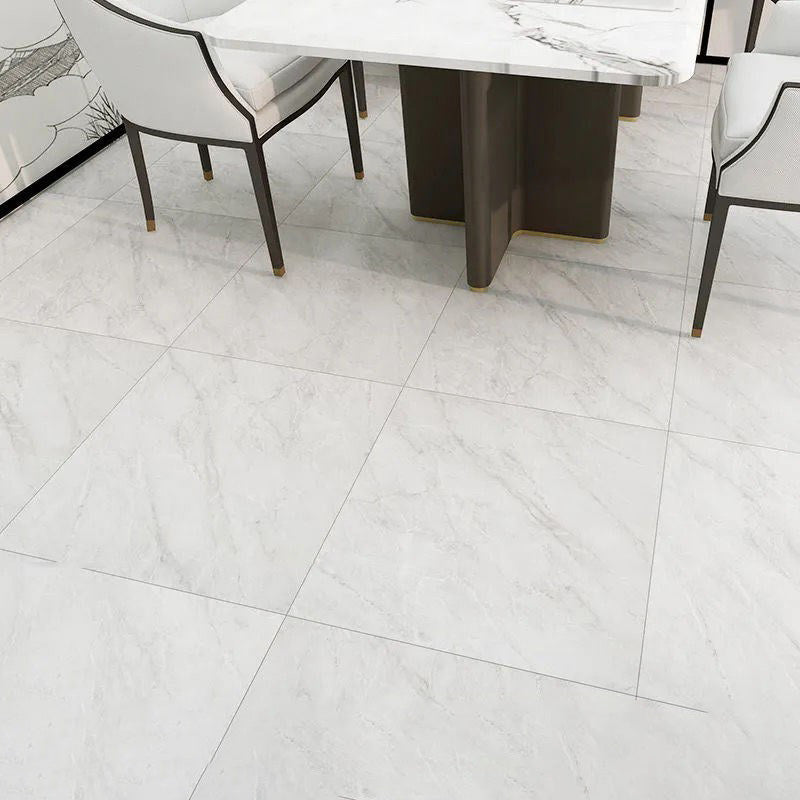 Home Indoor Vinyl Floor Peel and Stick Marble Print Square PVC Flooring White-Silver Clearhalo 'Flooring 'Home Improvement' 'home_improvement' 'home_improvement_vinyl_flooring' 'Vinyl Flooring' 'vinyl_flooring' Walls and Ceiling' 7242301