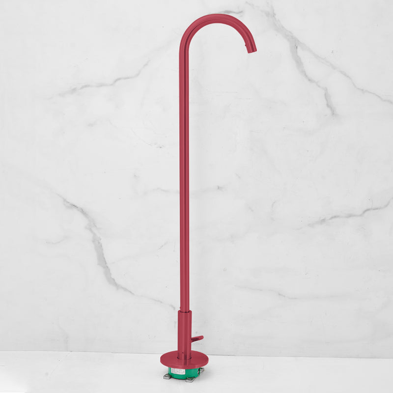 Modern High Arc Bathroom Faucet Floor Mounted Bath Faucet Trim Red Sensor Faucet Clearhalo 'Bathroom Remodel & Bathroom Fixtures' 'Bathtub Faucets' 'bathtub_faucets' 'Home Improvement' 'home_improvement' 'home_improvement_bathtub_faucets' 7242483