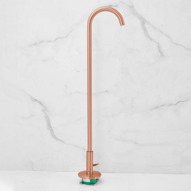 Modern High Arc Bathroom Faucet Floor Mounted Bath Faucet Trim Rose Gold Sensor Faucet Clearhalo 'Bathroom Remodel & Bathroom Fixtures' 'Bathtub Faucets' 'bathtub_faucets' 'Home Improvement' 'home_improvement' 'home_improvement_bathtub_faucets' 7242489