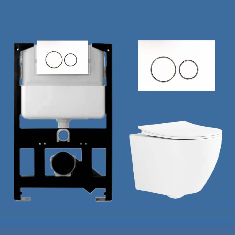 Contemporary Wall Hung Flush Toilet Ceramic Urine Toilet with Seat for Bathroom 14"L x 19"W x 14"H Toilet with Low Tanker Clearhalo 'Bathroom Remodel & Bathroom Fixtures' 'Home Improvement' 'home_improvement' 'home_improvement_toilets' 'Toilets & Bidets' 'Toilets' 7242906