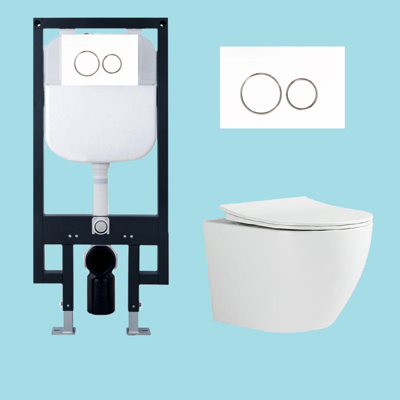 Contemporary Wall Hung Flush Toilet Ceramic Urine Toilet with Seat for Bathroom 14"L x 19"W x 14"H Toilet & Thin Tanker Clearhalo 'Bathroom Remodel & Bathroom Fixtures' 'Home Improvement' 'home_improvement' 'home_improvement_toilets' 'Toilets & Bidets' 'Toilets' 7242909