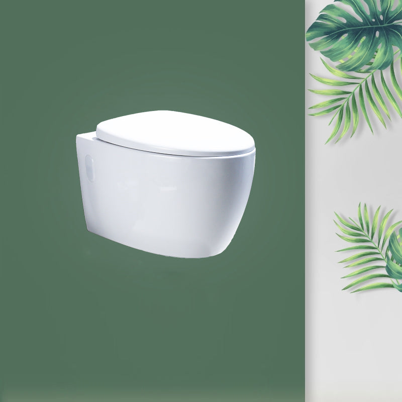 Contemporary Wall Mount Flush Toilet Ceramic Urine Toilet with Seat for Washroom 15"L x 22"W x 14"H White Toilet Only Clearhalo 'Bathroom Remodel & Bathroom Fixtures' 'Home Improvement' 'home_improvement' 'home_improvement_toilets' 'Toilets & Bidets' 'Toilets' 7242934