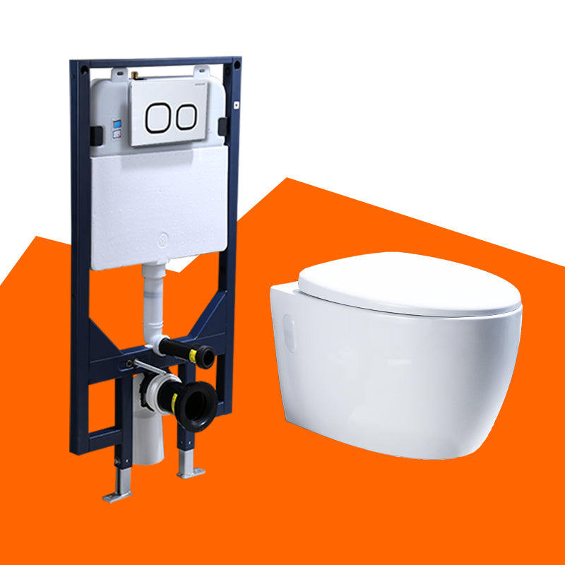 Contemporary Wall Mount Flush Toilet Ceramic Urine Toilet with Seat for Washroom 15"L x 22"W x 14"H White Toilet & Thin Tanker Clearhalo 'Bathroom Remodel & Bathroom Fixtures' 'Home Improvement' 'home_improvement' 'home_improvement_toilets' 'Toilets & Bidets' 'Toilets' 7242936