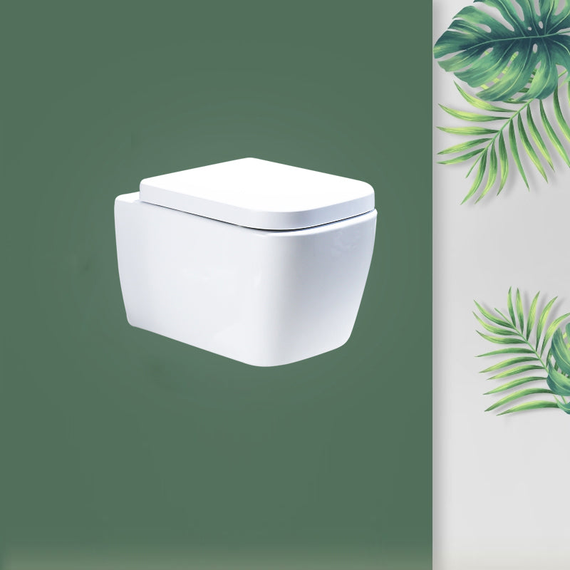 Contemporary Wall Mount Flush Toilet Ceramic Urine Toilet with Seat for Washroom 14"L x 20"W x 14"H White Toilet Only Clearhalo 'Bathroom Remodel & Bathroom Fixtures' 'Home Improvement' 'home_improvement' 'home_improvement_toilets' 'Toilets & Bidets' 'Toilets' 7242952
