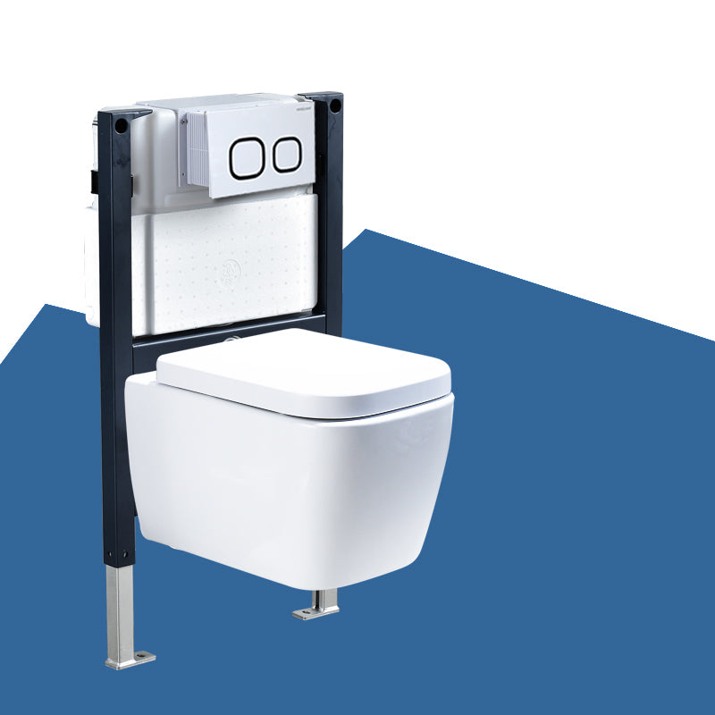 Contemporary Wall Mount Flush Toilet Ceramic Urine Toilet with Seat for Washroom 14"L x 20"W x 14"H White Toilet with Low Tanker Clearhalo 'Bathroom Remodel & Bathroom Fixtures' 'Home Improvement' 'home_improvement' 'home_improvement_toilets' 'Toilets & Bidets' 'Toilets' 7242953