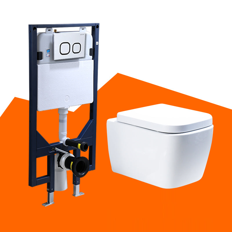 Contemporary Wall Mount Flush Toilet Ceramic Urine Toilet with Seat for Washroom 14"L x 20"W x 14"H White Toilet & Thin Tanker Clearhalo 'Bathroom Remodel & Bathroom Fixtures' 'Home Improvement' 'home_improvement' 'home_improvement_toilets' 'Toilets & Bidets' 'Toilets' 7242955