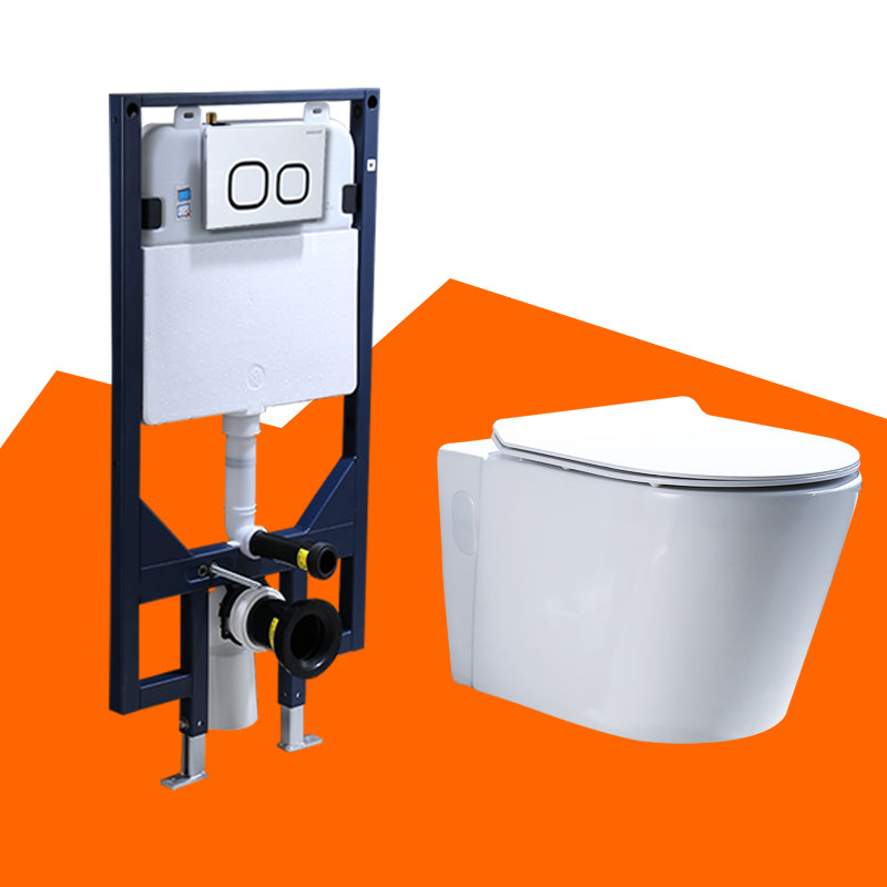 Contemporary Wall Mount Flush Toilet Ceramic Urine Toilet with Seat for Washroom 14"L x 22"W x 14"H White Toilet & Thin Tanker Clearhalo 'Bathroom Remodel & Bathroom Fixtures' 'Home Improvement' 'home_improvement' 'home_improvement_toilets' 'Toilets & Bidets' 'Toilets' 7242958