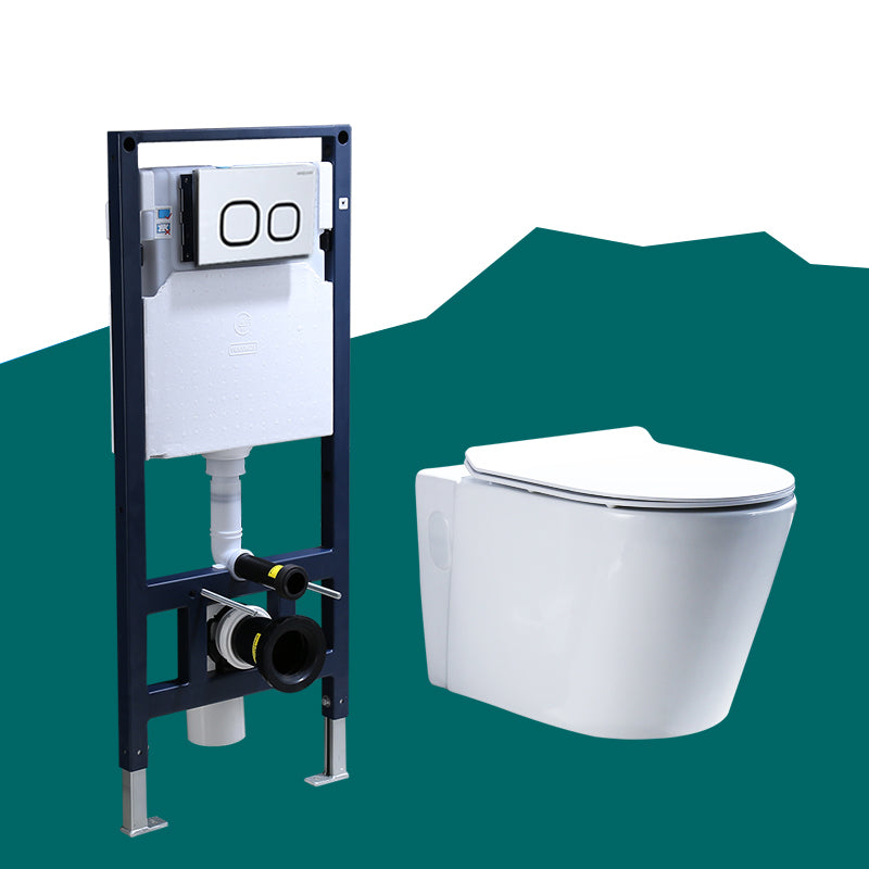 Contemporary Wall Mount Flush Toilet Ceramic Urine Toilet with Seat for Washroom 14"L x 22"W x 14"H White Toilet with High Tanker Clearhalo 'Bathroom Remodel & Bathroom Fixtures' 'Home Improvement' 'home_improvement' 'home_improvement_toilets' 'Toilets & Bidets' 'Toilets' 7242959