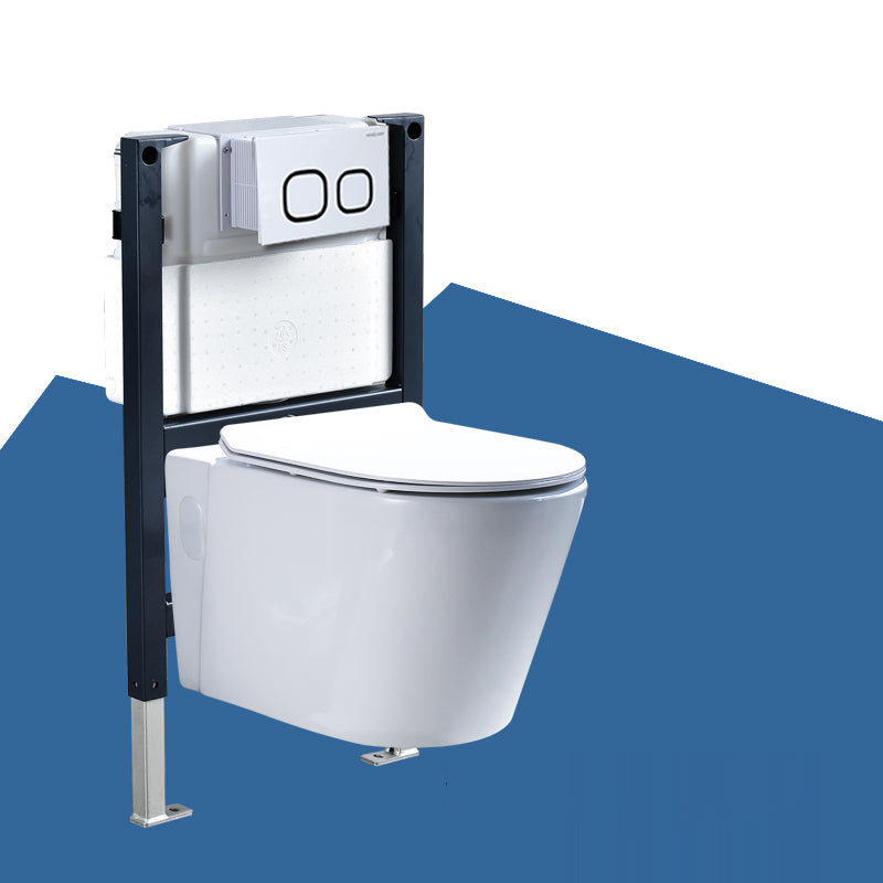 Contemporary Wall Mount Flush Toilet Ceramic Urine Toilet with Seat for Washroom 14"L x 22"W x 14"H White Toilet with Low Tanker Clearhalo 'Bathroom Remodel & Bathroom Fixtures' 'Home Improvement' 'home_improvement' 'home_improvement_toilets' 'Toilets & Bidets' 'Toilets' 7242960