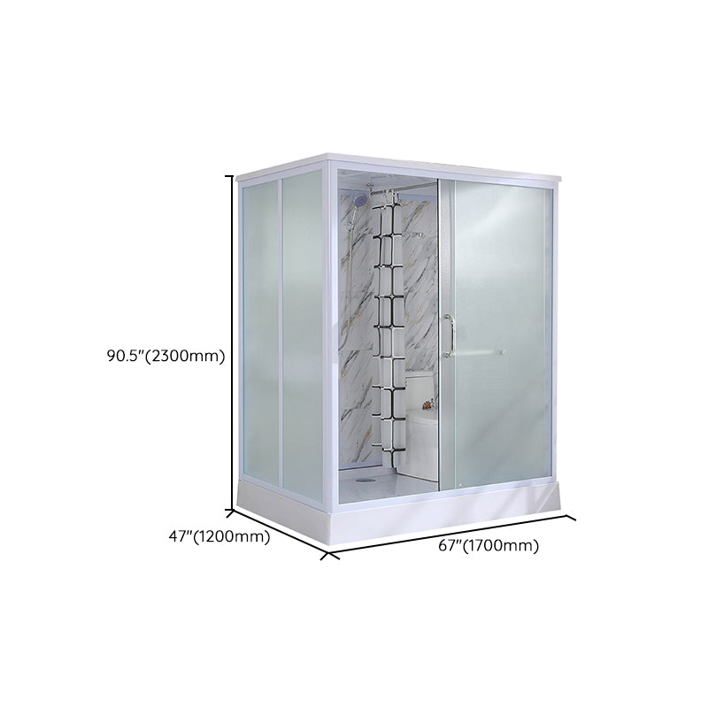 Framed White Shower Kit Corner Rectangle Frosted Shower Stall Clearhalo 'Bathroom Remodel & Bathroom Fixtures' 'Home Improvement' 'home_improvement' 'home_improvement_shower_stalls_enclosures' 'Shower Stalls & Enclosures' 'shower_stalls_enclosures' 'Showers & Bathtubs' 7242997